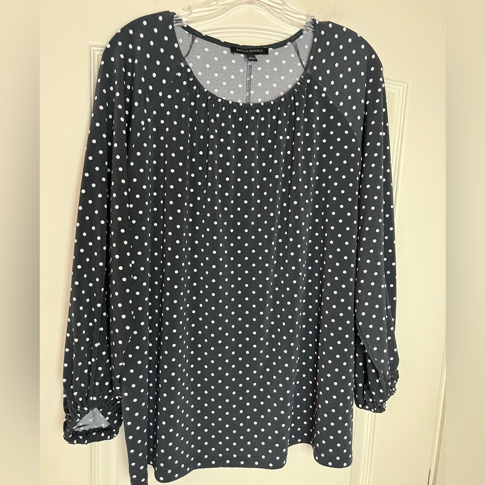 Banana Republic Polka Dot Long Sleeve Blouse Women’s Size Large
